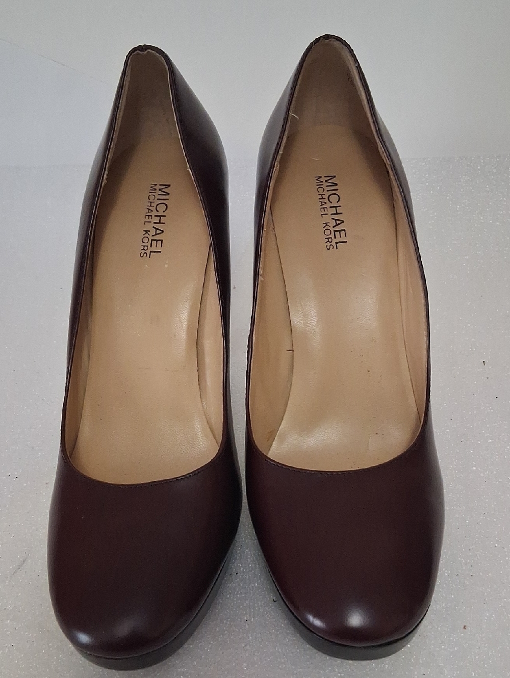 Michael Kors Brown Leather Round-Toe Pumps